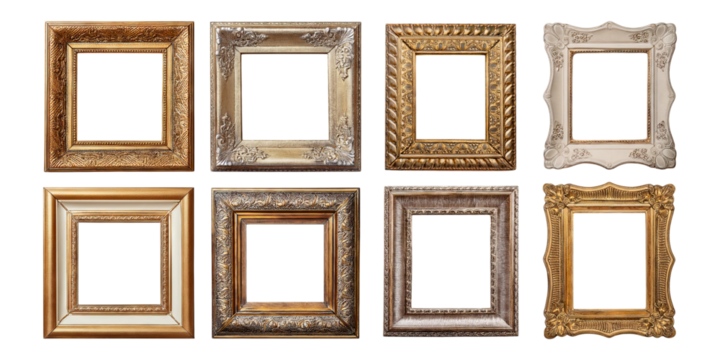 Vintage Ornate Frames Collection for Artistic Display and Decoration, isolated on transparent background