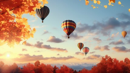 Fototapeta premium balloons autumn leaves black