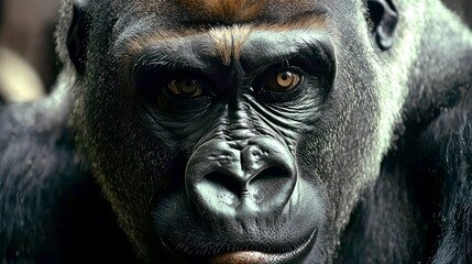 Obraz premium Majestic Gorilla Close-Up: A Powerful Portrait of Wildlife