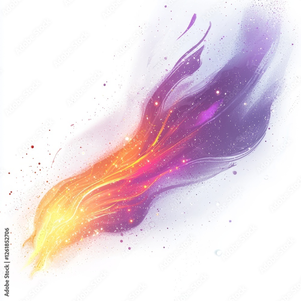 Wall mural vibrant abstract light flow with gradient colors and sparkles in artistic style