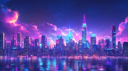 Obraz premium hong kong skyline at night