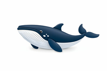 Fototapeta premium Whale vector swims in blank background for marine life presentation. Generative AI