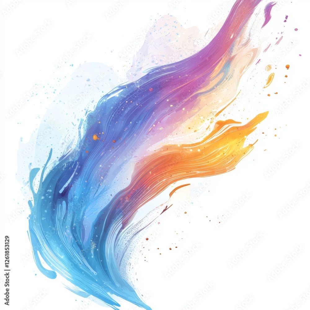 Wall mural vibrant flowing abstract colors with gradient swirls and splashes for artistic design and background
