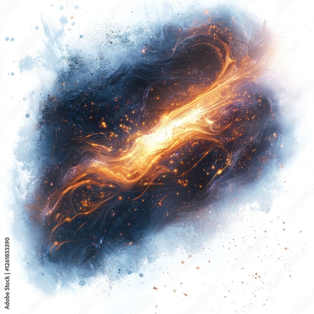 Wall mural abstract cosmic energy burst in deep space with sparkling stars and ethereal glow illustrating the u