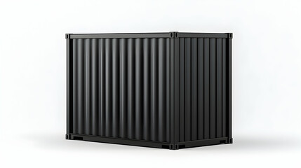 Black shipping container on white, for storage, transportation, commerce or global trade. Generative AI