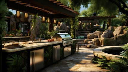 barbecue outdoor kitchen cooking