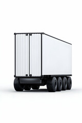 Blank white trailer truck. Clean isolated shot for transportation and product mockup. Generative AI