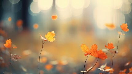 Obraz premium red leaves bokeh