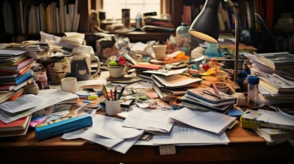 disorganized messy table