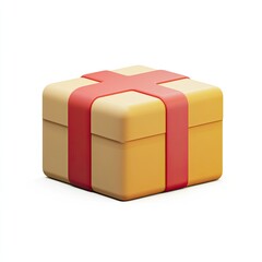 Obraz premium 3D Gift Box with Ribbon on White Background