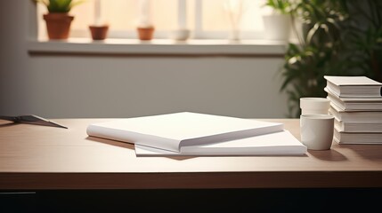 writing paper on desk mockup
