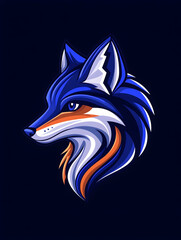 Obraz premium Cartoon fox head illustration, animal logo, design element on solid color background. Generative AI