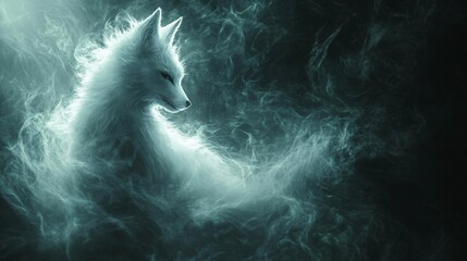 Ethereal Arctic Fox Emerging From Smoke
