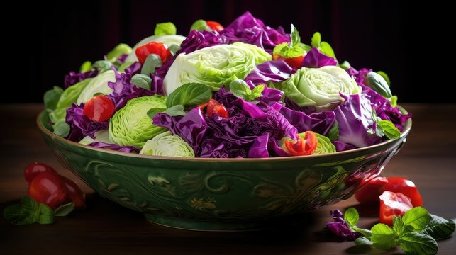 fresh green and red cabbage
