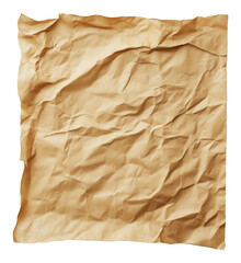 Crumpled brown paper texture, isolated sheet. Design and craft background concept