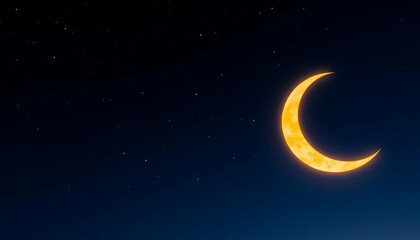 Naklejka premium Crescent Moon Night: Celestial Beauty Under the Stars