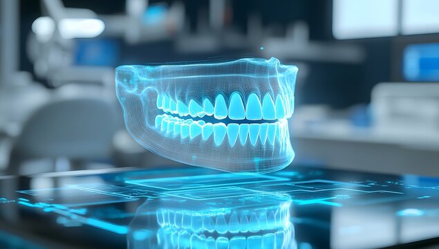 3D Jaw Model Hologram in Dental Clinic