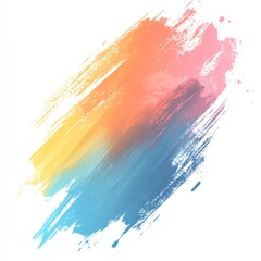 Vibrant Abstract Splash of Orange, Pink, Yellow, and Blue with Artistic Brush Strokes on White Background