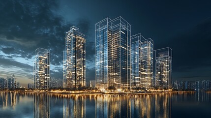 Obraz premium city skyline at night