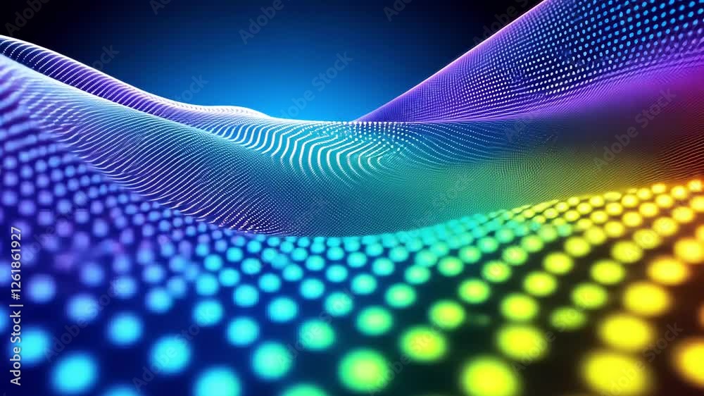 Wall mural volumetric surface with a pattern of light colorful dots in motion