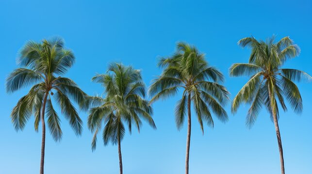 fronds palm trees blue sky