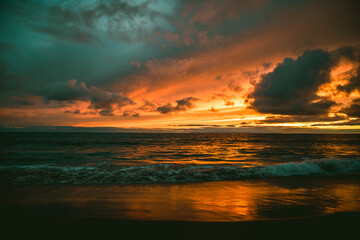 Blue and orange sunset over the sea in Florida