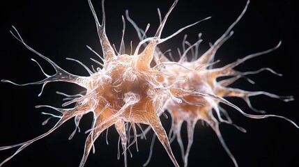 Microscopic Nerve Cells, Detailed view of neuron clusters. Scientific research