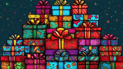 Fototapeta premium festive gift doodle