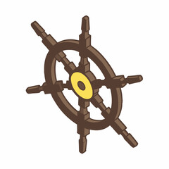 Obraz premium Captain ship wheel icon Isometric of captain ship wheel vector illustration (2)
