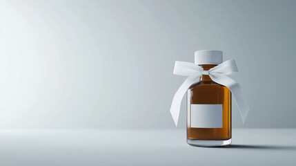 Gift-wrapped Amber Glass Bottle