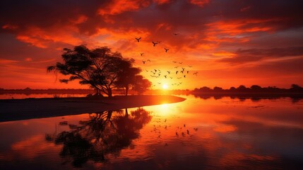 Fototapeta premium landscape orange lights