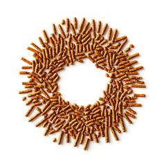 Fototapeta premium Single Layer of Fish Pellets Forming a Circle