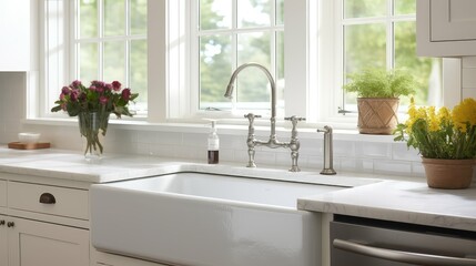 Fototapeta premium double farmhouse kitchen sink