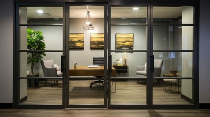 metal office glass doors