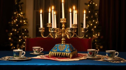 candles menorah christmas tree
