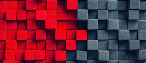 Abstract Red and Gray Cube Texture Background