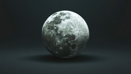 Fototapeta premium of the moon isolated on a dark background with copy space, moon craters, photorealistic,