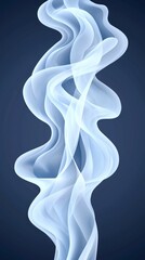 Abstract Swirling White Smoke on Blue Background