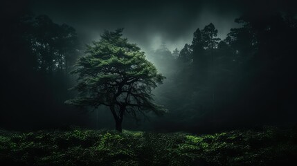 Fototapeta premium tree black matte background