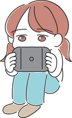 気力がなくゲームに依存している女の子のイラスト