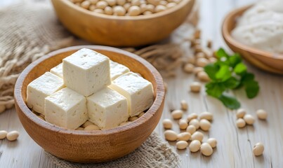 Fototapeta premium Delicious tofu and beans, Generative AI