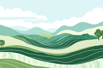 Obraz premium The terraced fields are picturesque and green