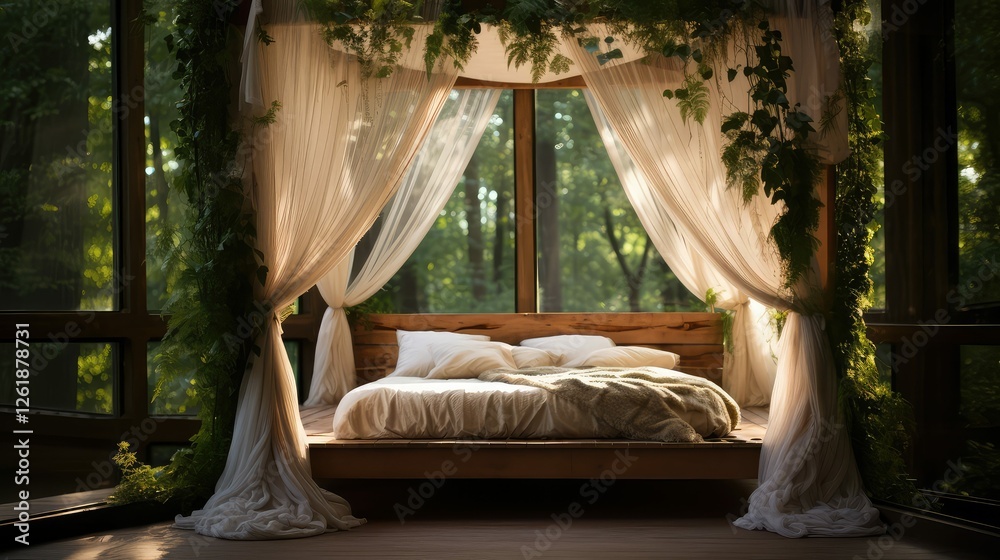 Poster serene wood bed