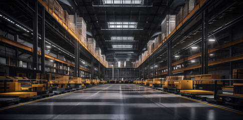 Fototapeta premium Modern Automated Warehouse with Robotic Technology