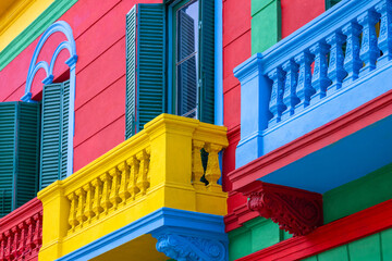 Argentina, colorful buildings of El Caminito, a popular tourist destination in Buenos Aires.