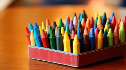 photo crayons on table