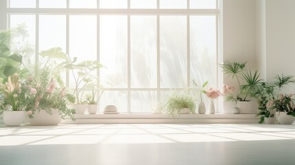 window blurred interior design plants