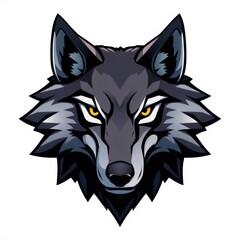 Fototapeta premium Stylized illustration of a wolf's head with sharp features and a distinctive, focused expression.
