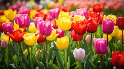 Obraz premium tulips spring garden background
