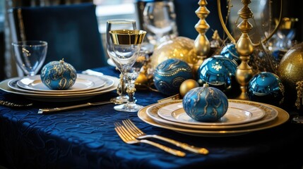 Fototapeta premium festive holiday blue and gold